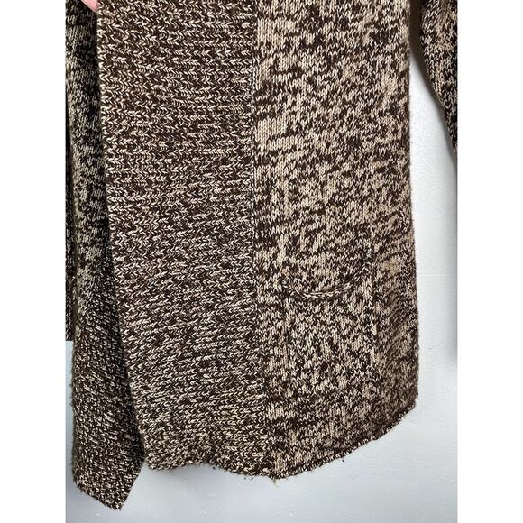 Gap Lambs Wool Sweater Womens S/M  Brown Beige Chunky Cardigan Drape Collar Top - Picture 3 of 16